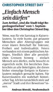 RHEINPFALZ Leserbrief zum Artikel vom 01.09.2025 von Andreas Wenski