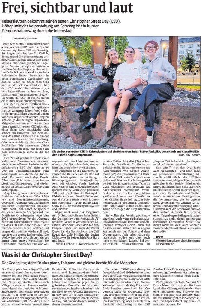 RHEINPFALZ am 29.08.2025 Vorbericht von Dirk Leibfried