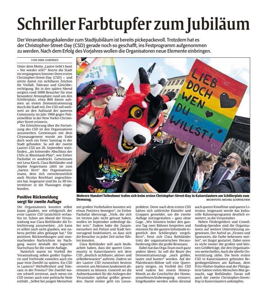 Vorberichterstattung RHEINPFALZ